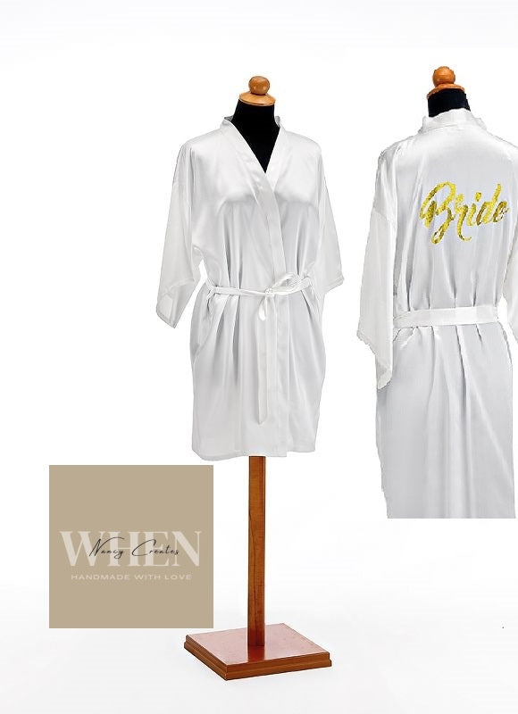 Νυφική σατέν ρόμπα με λογότυπο bride