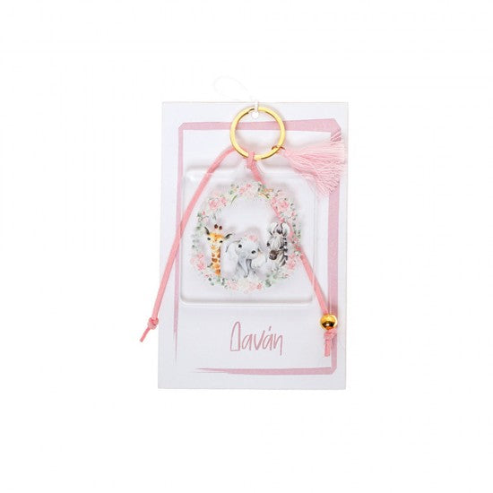Μπομπονιέρα μπρελόκ απο πλέξιγκλας και χαρτάκι με θέμα ζωάκια Model:ΧΑΜ-20