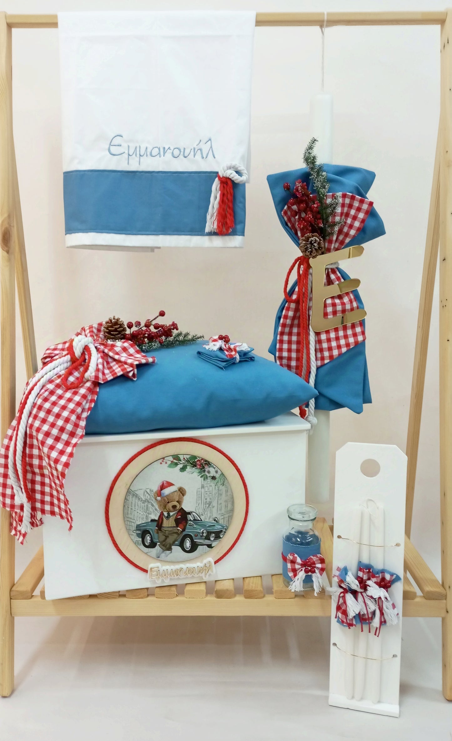 25A035 Xmas Teddy μπλέ