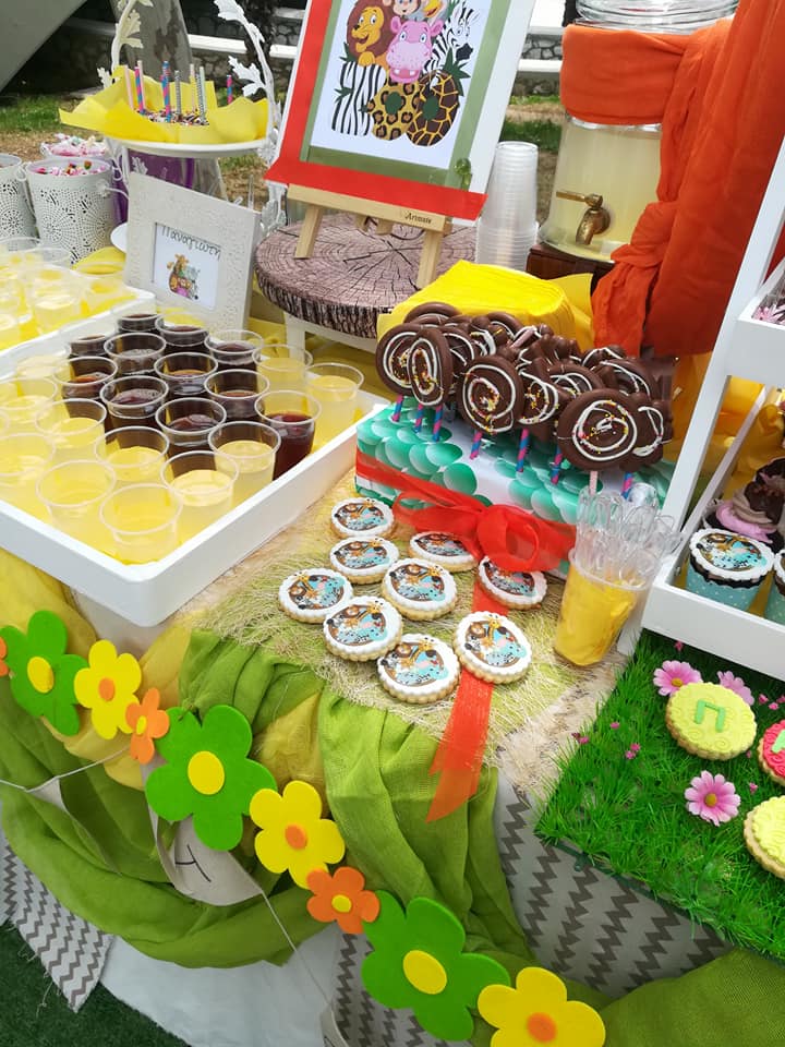 Candy bar 100 ατόμων με θέμα Ζωάκια της ζούγκλας