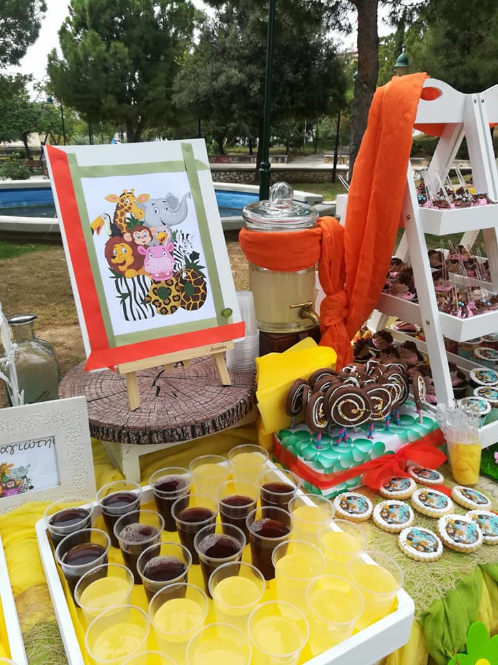 Candy bar 100 ατόμων με θέμα Ζωάκια της ζούγκλας