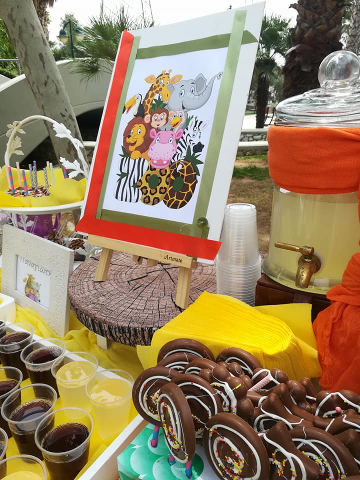 Candy bar 100 ατόμων με θέμα Ζωάκια της ζούγκλας