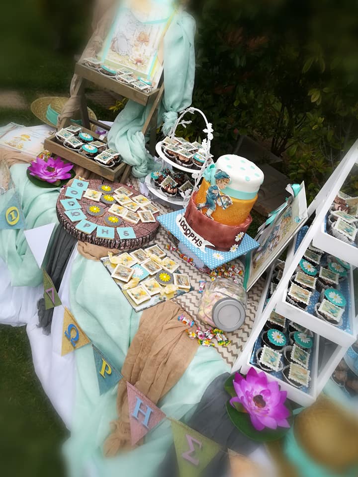 Candy bar 100 ατόμων με θέμα Vintage αγοράκι