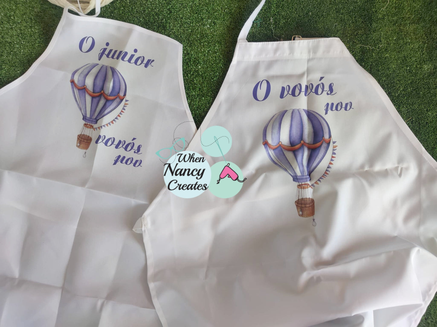 Ποδιά βάφτισης με θέμα αερόστατο