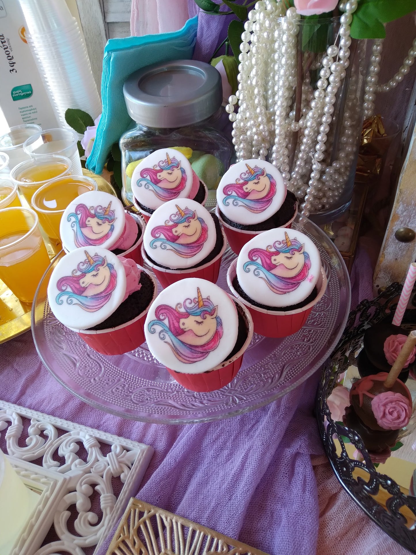 Candy bar 100 ατόμων με θέμα Μονόκερος