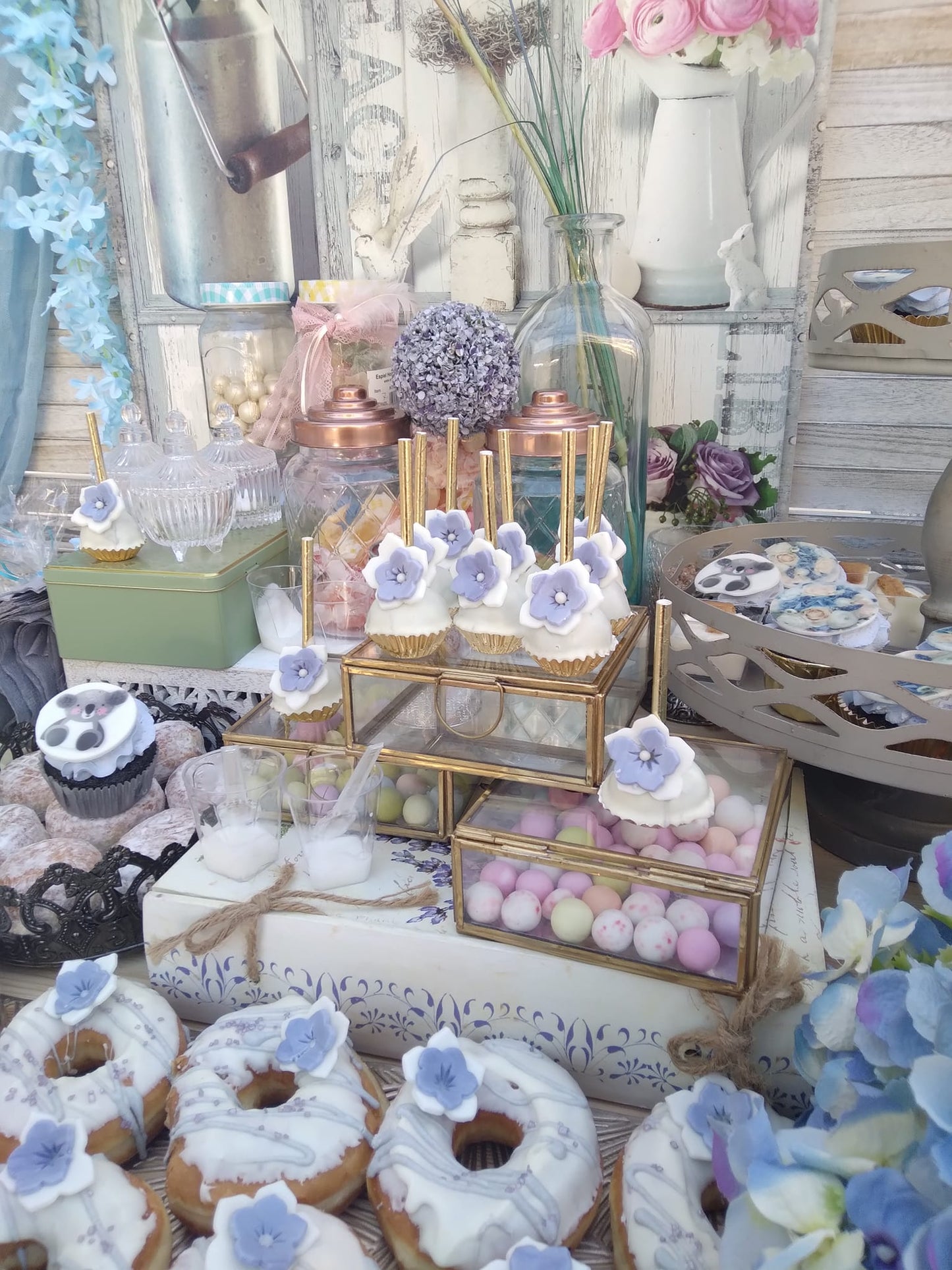 Candy bar 100 ατόμων με θέμα Κοάλα και ορτανσία
