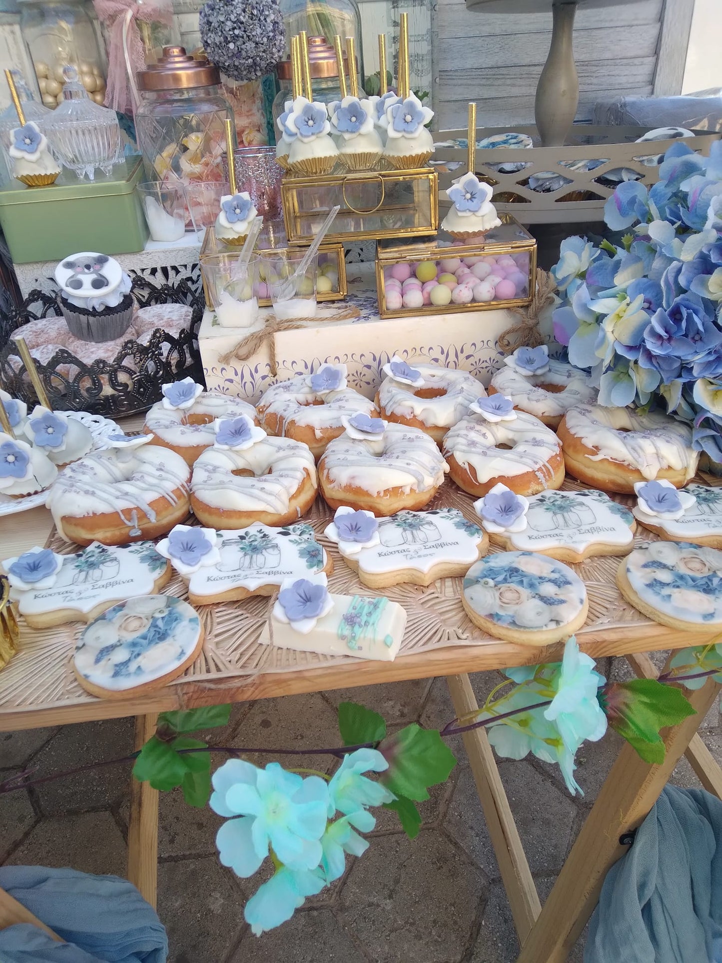 Candy bar 100 ατόμων με θέμα Κοάλα και ορτανσία