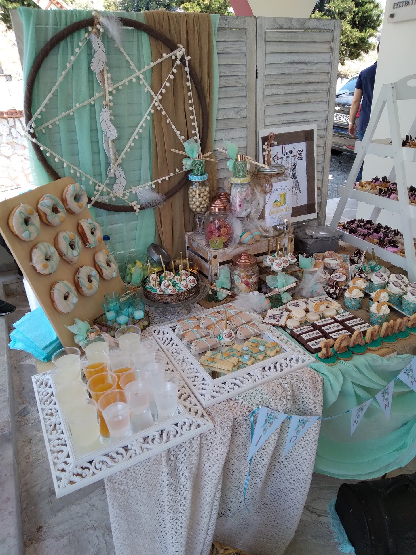 Candy bar 100 ατόμων με θέμα Boho ονειροπαγίδα