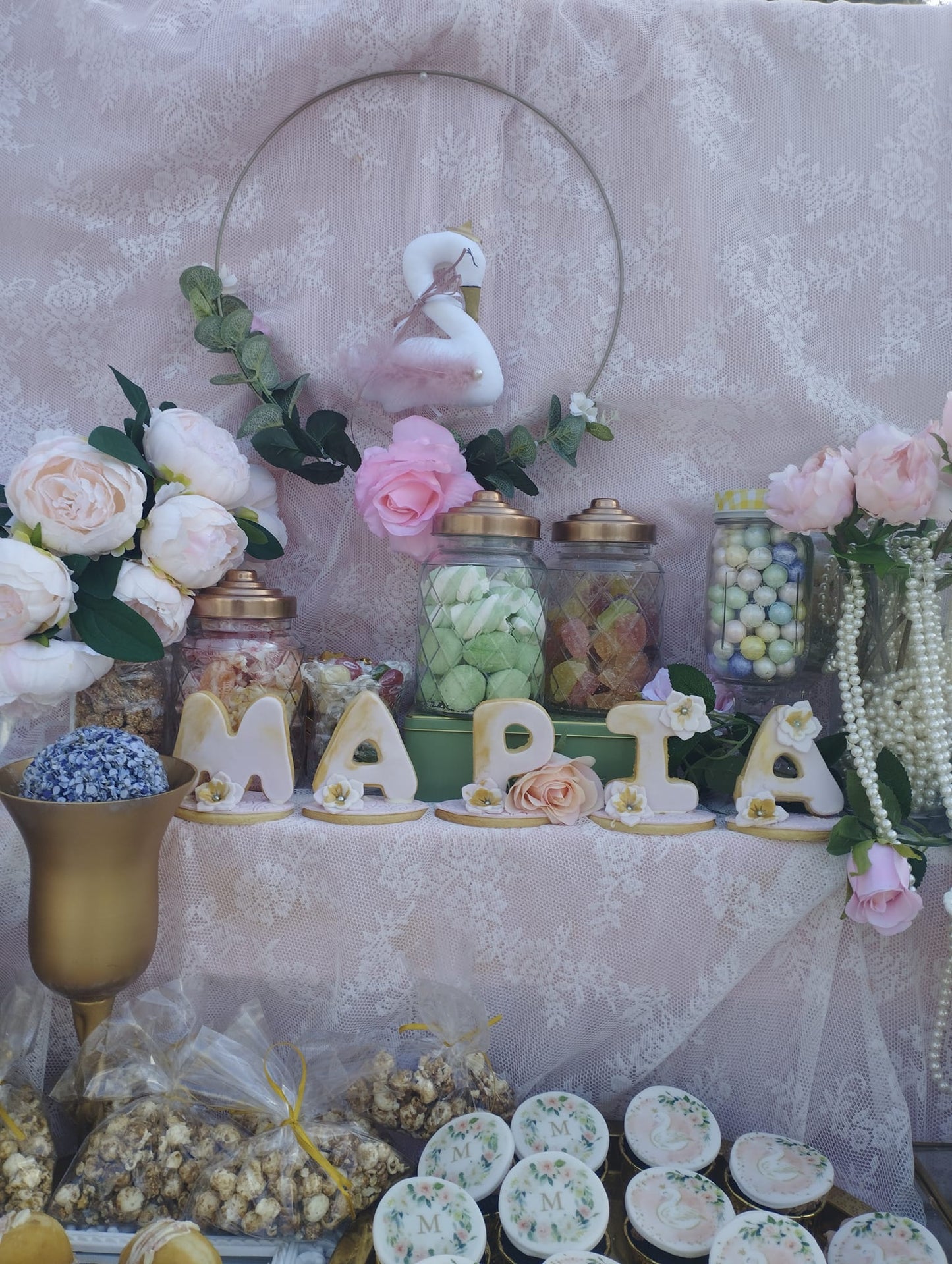 Candy bar 100 ατόμων με θέμα Κύκνος