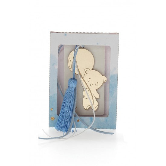 Μπομπονιέρα χάρτινό κουτάκι με αρωματική βάση και χρυσό πλεξιγκλάς μπρελόκ σχέδιο αρκουδάκι Model:Ι-7