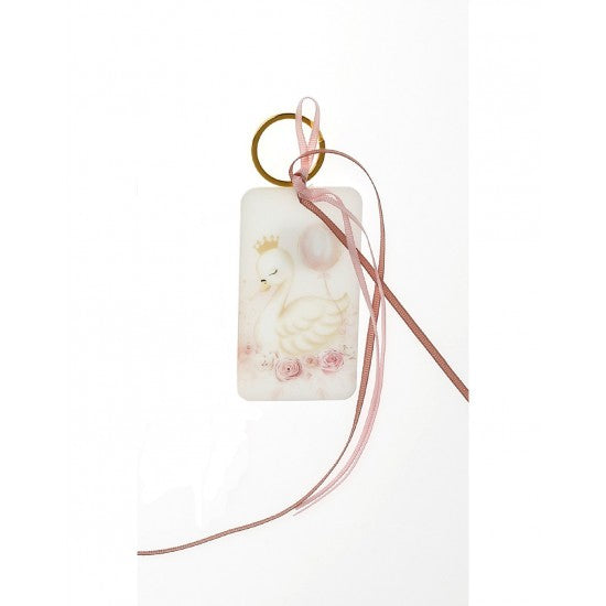 Μπομπονιέρα μπρελόκ με εκτυπωμένο πλέξιγκλας σχέδιο κύκνος Model:Λ-7