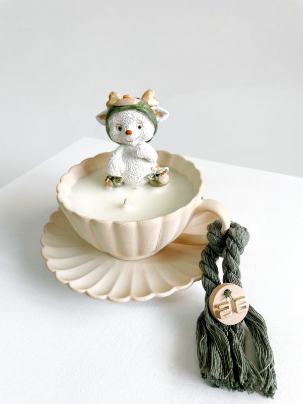 Φλιτζάνι με αρωματικό κερί και αρκουδάκι ταρανδάκι Έλενα Μανάκου