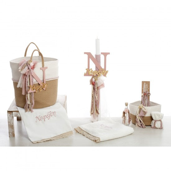 Σετ Βάπτισης Καλάθι "Signature Boho" με Όνομα 2634