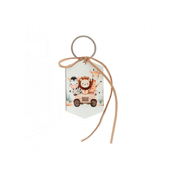 Μπομπονιέρα ξύλινο μπρελόκ σχέδιο ζωάκια σαφάρι Model:ΜΟ-38