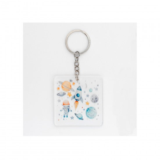 Μπομπονιέρα χειροποίητο μπρελόκ από πλέξιγκλας σχέδιο διάστημα Model:ΠΜΛ-24