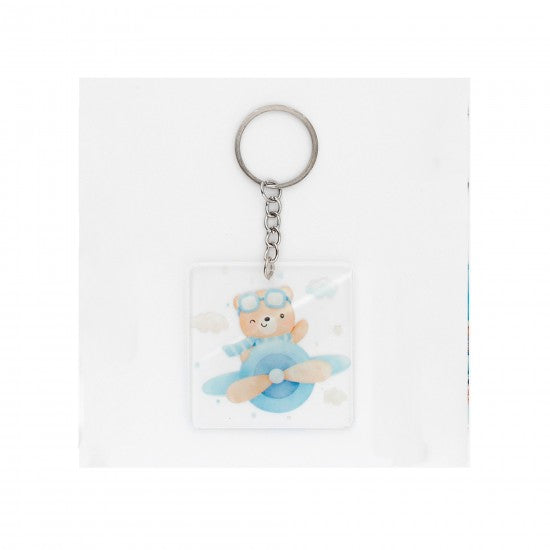 Μπομπονιέρα χειροποίητο μπρελόκ από πλέξιγκλας σχέδιο αρκουδάκι Model:ΠΜΛ-29