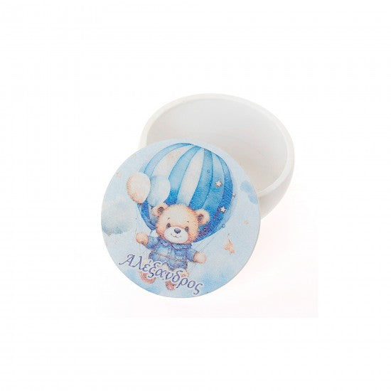 Μπομπονιέρα χειροποίητη κεραμική μπιζουτιέρα σχέδιο αρκουδάκι Model:ΜΤΜ-94