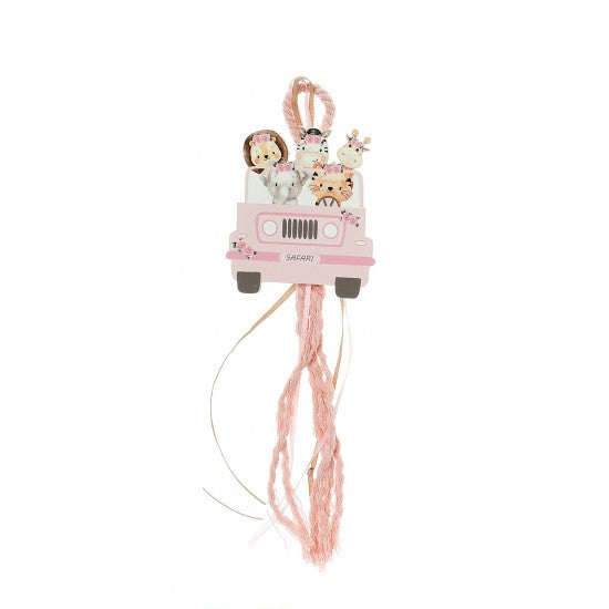 Μπομπονιέρα ξύλινη κρεμαστή με θέμα ζωάκια σαφάρι Model:Μ-12