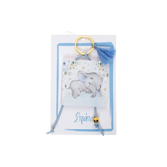 Μπομπονιέρα μπρελόκ απο πλέξιγκλας και χαρτάκι με θέμα ελεφαντάκι Model:ΧΑΜ-29