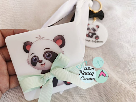 Μπομπονιέρα Plexiglass σουβέρ με θέμα Panda