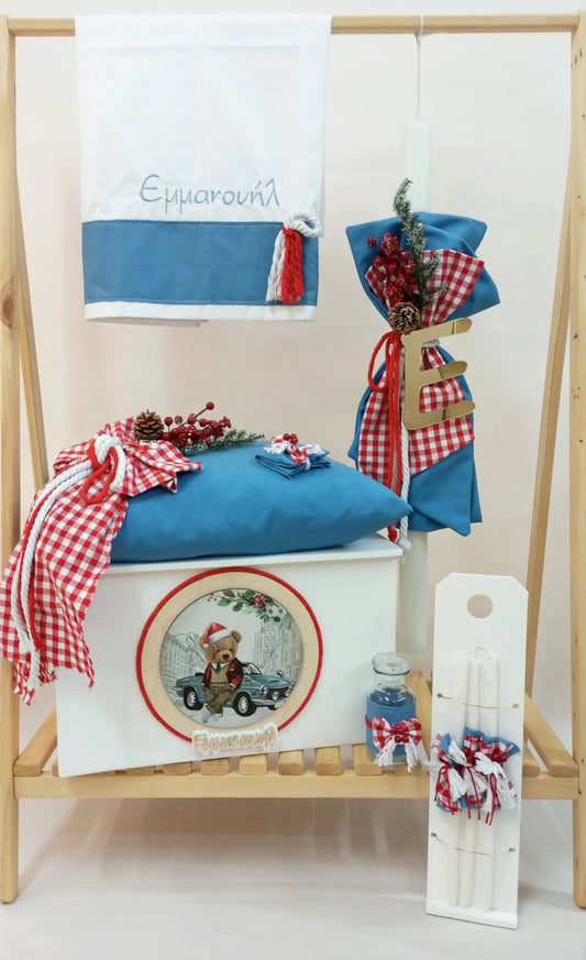 25A035 Xmas Teddy μπλέ