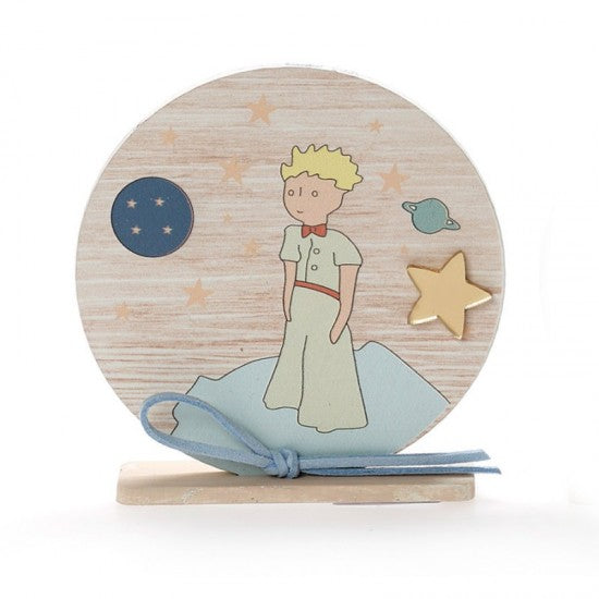 Μπομπονιέρα βάπτισης ξύλινο στρογγυλό καδράκι με βάση σχέδιο μικρός πρίγκιπας Model:ΚΒΤ-352