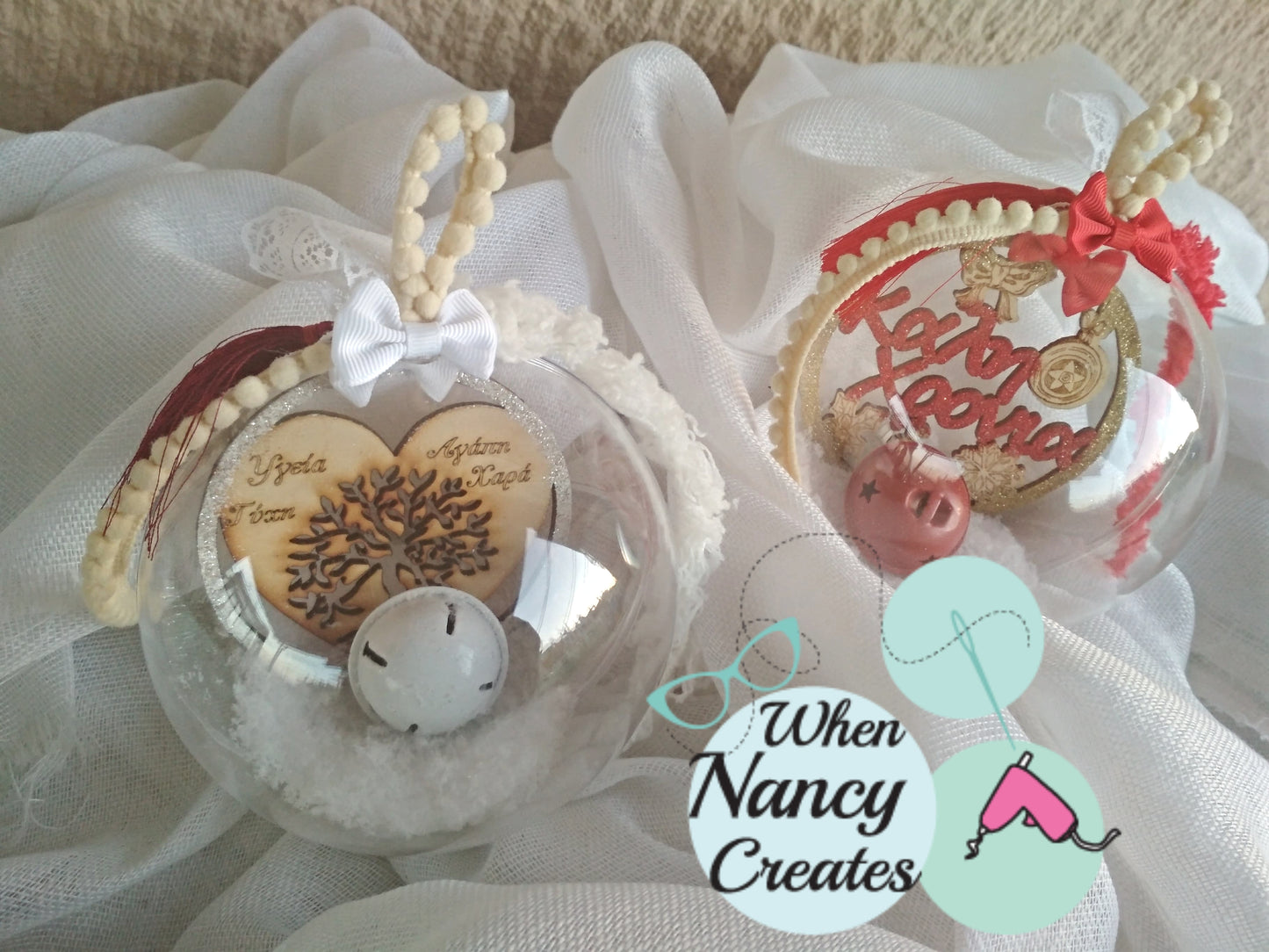 Μπάλα για το Χριστουγεννιάτικο δέντρο Υγεία Αγάπη Τύχη Χαρά