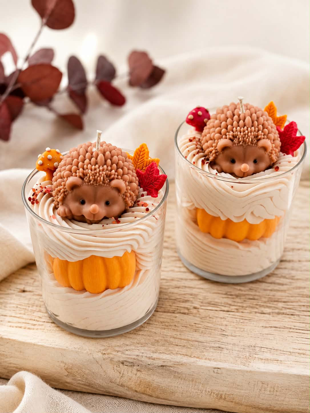 Χειροποίητο Κερί Σόγιας «Autumn Hedgehog»