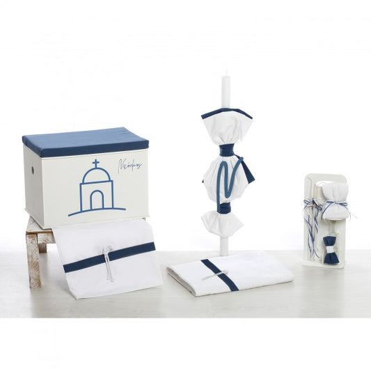 Σετ Βάπτισης Κουτί-Θρανίο "Cycladic Blue Church" 2625