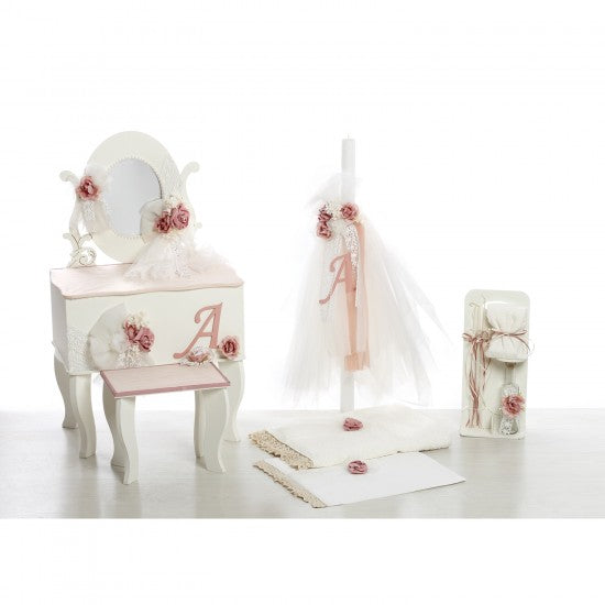 Σετ Βάπτισης Μπουντουάρ "Signature Rose" με Μονόγραμμα 2608