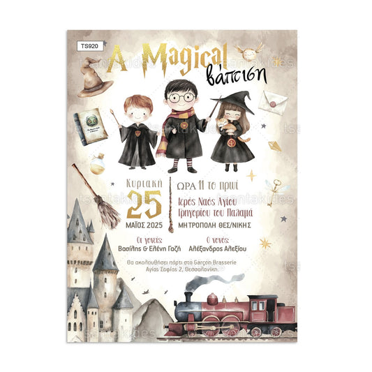 Προσκλητήριο Βάπτισης Harry Potter TS920