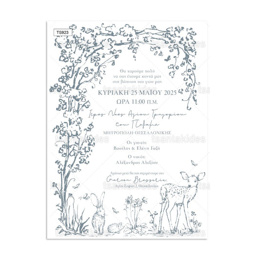 Προσκλητήριο Βάπτισης Forest Animals Monochromatic TS923