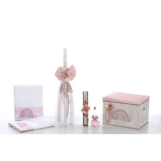 Σετ βάπτισης 5τμχ με θέμα ουράνιο τόξο Model: ΣΚΒ 2253