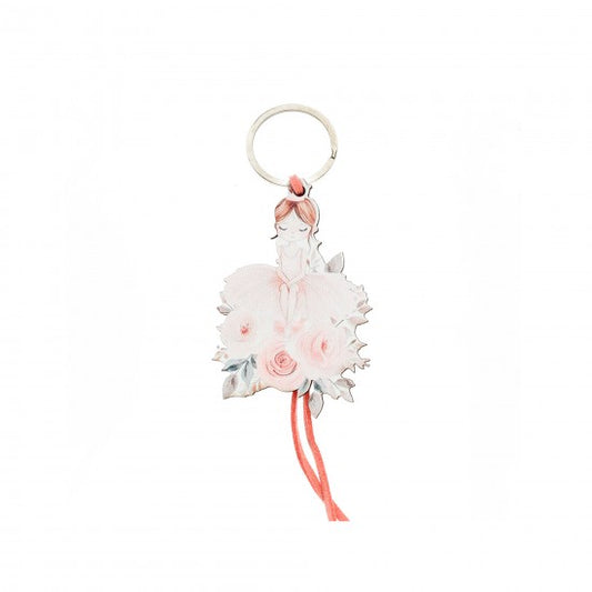 Μπομπονιέρα χειροποίητο ξύλινο μπρελόκ σχέδιο μπαλαρίνα Model:ΔΜΠ-15