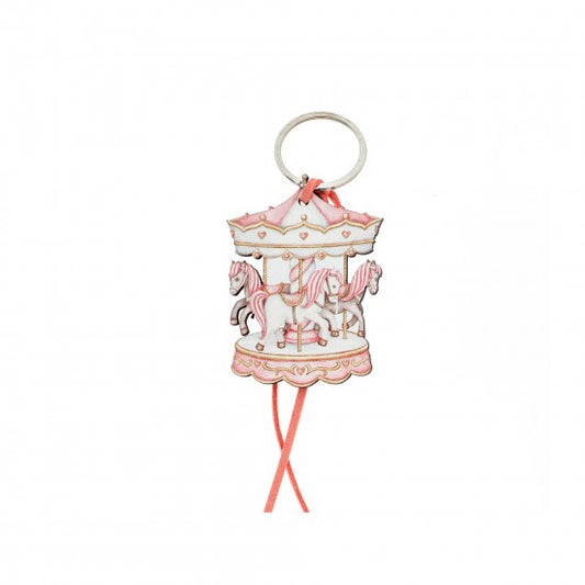 Μπομπονιέρα χειροποίητο ξύλινο μπρελόκ σχέδιο καρουζέλ Model:ΔΜΠ-5