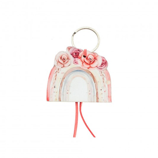 Μπομπονιέρα χειροποίητο ξύλινο μπρελόκ σχέδιο ουράνιο τόξο Model:ΔΜΠ-9