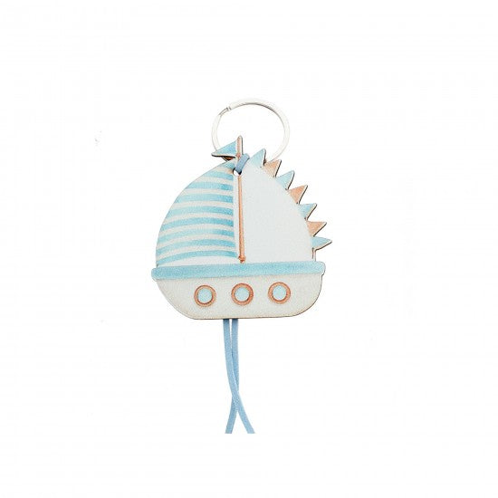 Μπομπονιέρα χειροποίητο ξύλινο μπρελόκ σχέδιο καραβάκι Model:ΔΜΠ-22