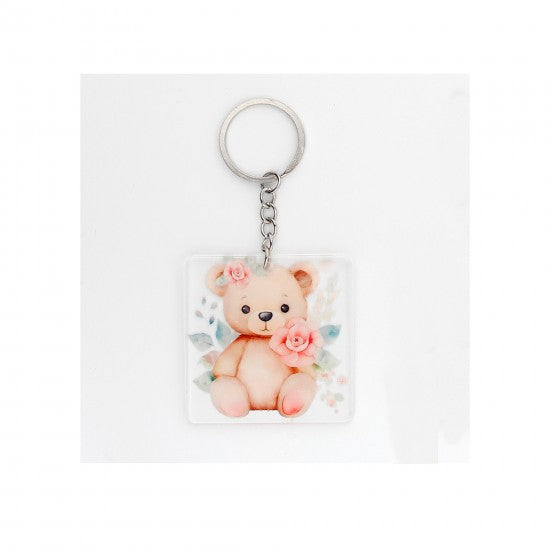 Μπομπονιέρα χειροποίητο μπρελόκ από πλέξιγκλας σχέδιο αρκουδάκι Model:ΠΜΛ-27